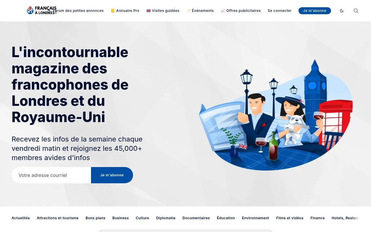 Français à Londres web magazine on Ghost — independent expat publication hosted on Abstract27